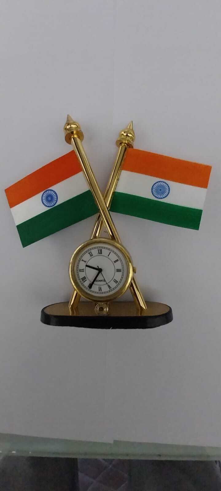 Indian Flag With Clock For Office Table