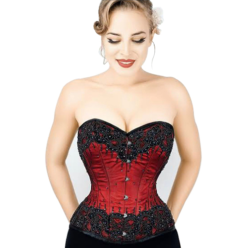 Multicolor Red Satin Corset