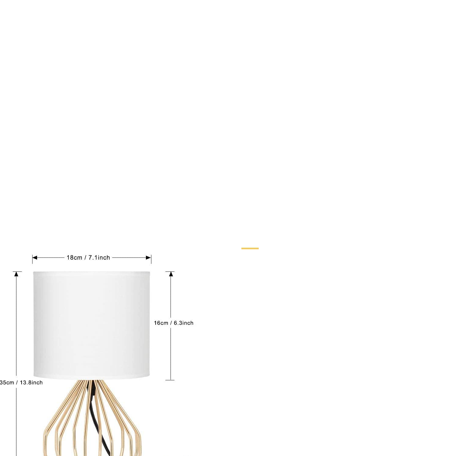 Metal Wire Table Lamp - Fabric And Metal, 14x14x20 Inches, Gold | Bright Light, Durable Material, Easy Assembly, Elegant Design, Home And Office Decor