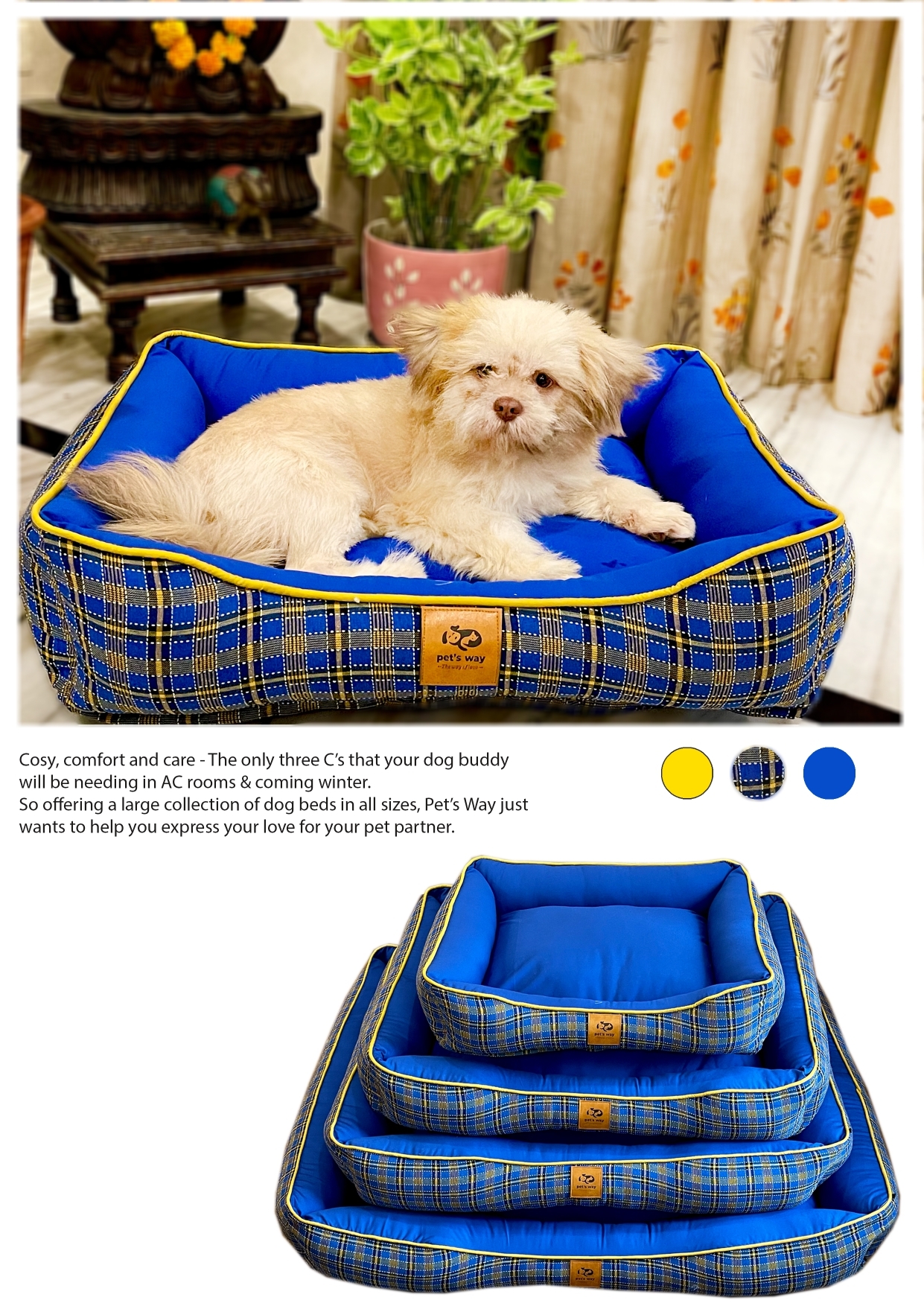 Dog Beds - Soft Touch Cotton Cover | Machine Washable Zip-off Cover Sturdy Bolsters For Nesting Adaptable Body Support Stylish Woven Fabric