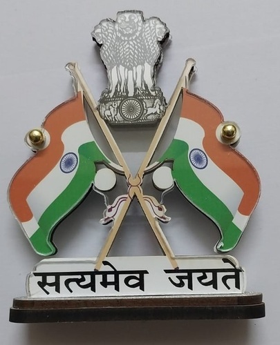 Indian Flag Rectangle Table Miniature Flag - High-quality Polyester, 6x4 Inches, Vibrant Tricolor With Satyamev Jayate Inscription | Ideal For Corporate Gifting