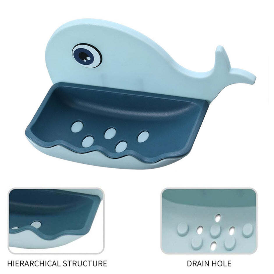 Plastic Fish Shape Soap Dish Adhesive Waterproof Wall Mounted Bar Soap Dish Holder (Pack Of 2pc) (4747)