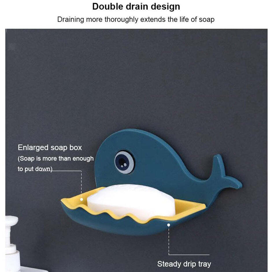 Plastic Fish Shape Soap Dish Adhesive Waterproof Wall Mounted Bar Soap Dish Holder (Pack Of 2pc) (4747)