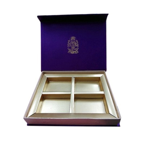 Wedding Invitation Dry Fruit Box - Laminated Material, Rectangular Shape, Different Sizes Available - Elegant Blue Color for Gifting