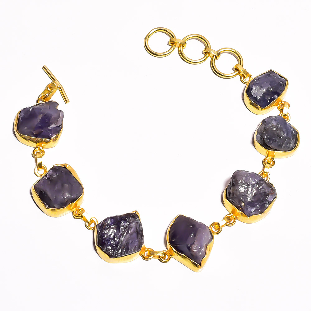 Sunstone Raw Gemstone 925 Sterling Silver Gold Plated Bracelet Girls Fashion Bracelet Supplier