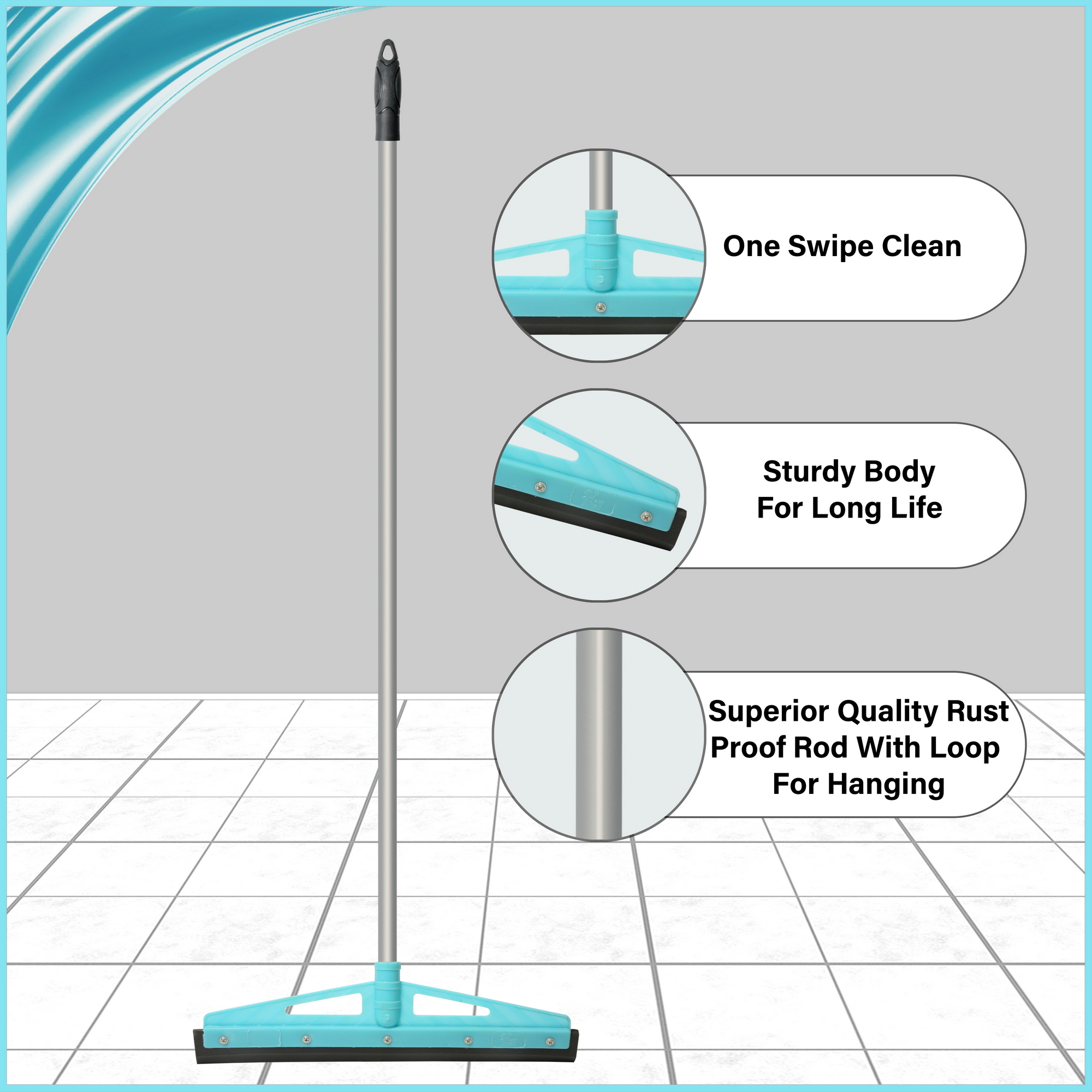 Fastclean 16 Elite Rubber Wipers - Strong Virgin Plastic Material, Blue Shade | Soft Rubber Design For Long Life & Effective Floor Cleaning