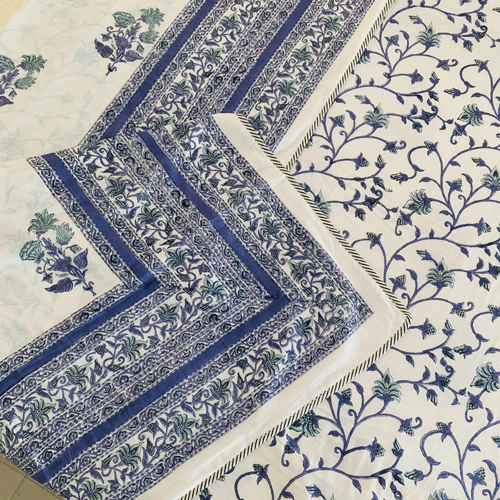 100% कॉटन ब्यूटीफुल हैंड ब्लॉक्ड प्रिंट रिवर्सिबल सिंगल रजाई