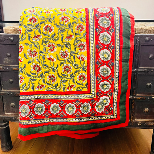 100% Cotton Hand Blocked Print Reversible Double Quilts
