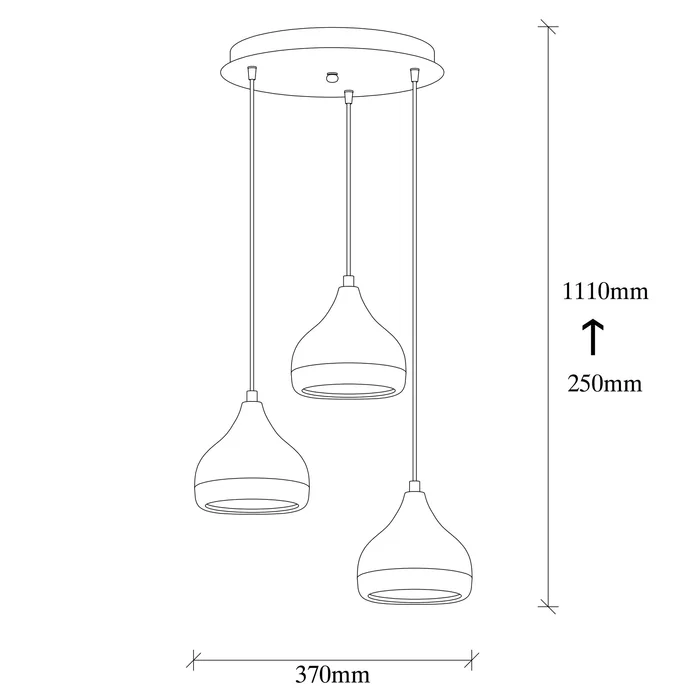 Metal 3 Light Dome Pendant