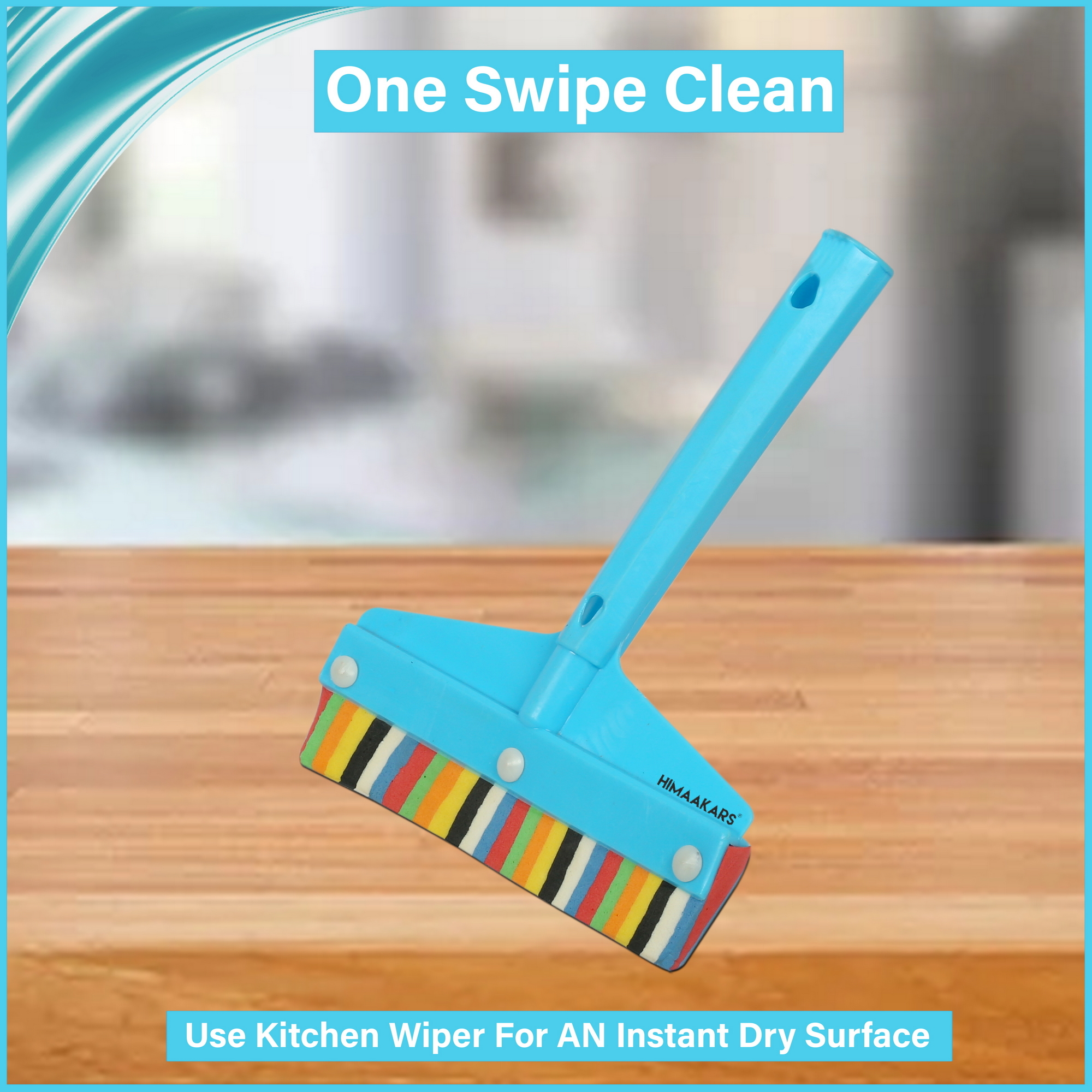 Fastclean Splash Kitchen Wiper - Strong Virgin Plastic Material, Soft Rubber For Long Life | Available In Blue, Red, Yellow Colors, 5-year Shelf Life