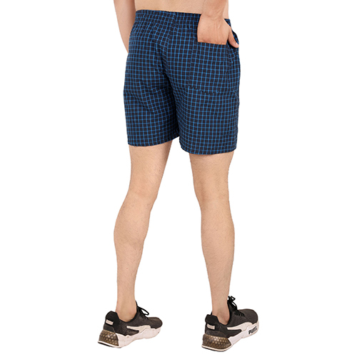Mens Navy Yarn Dyed Check Printed Shorts - Cotton Fabric, Various Colors & Patterns | Breathable Ultra-light Design With Adjustable Drawstring Waistband