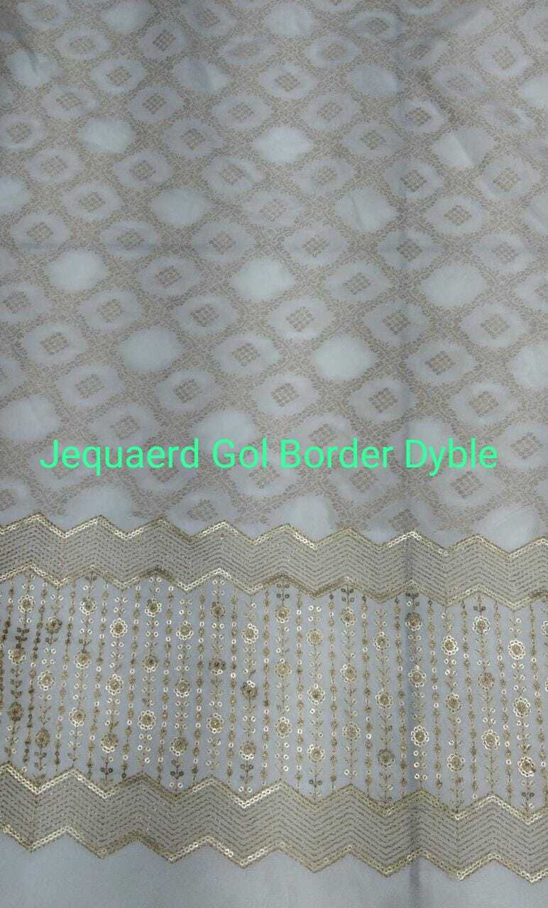 Jacquard Gol Border Dyeable Fabric - Jacquard Material, Multicolor, Quick Dry | Machine Washable, Perfect For Party Wear, Printed Texture