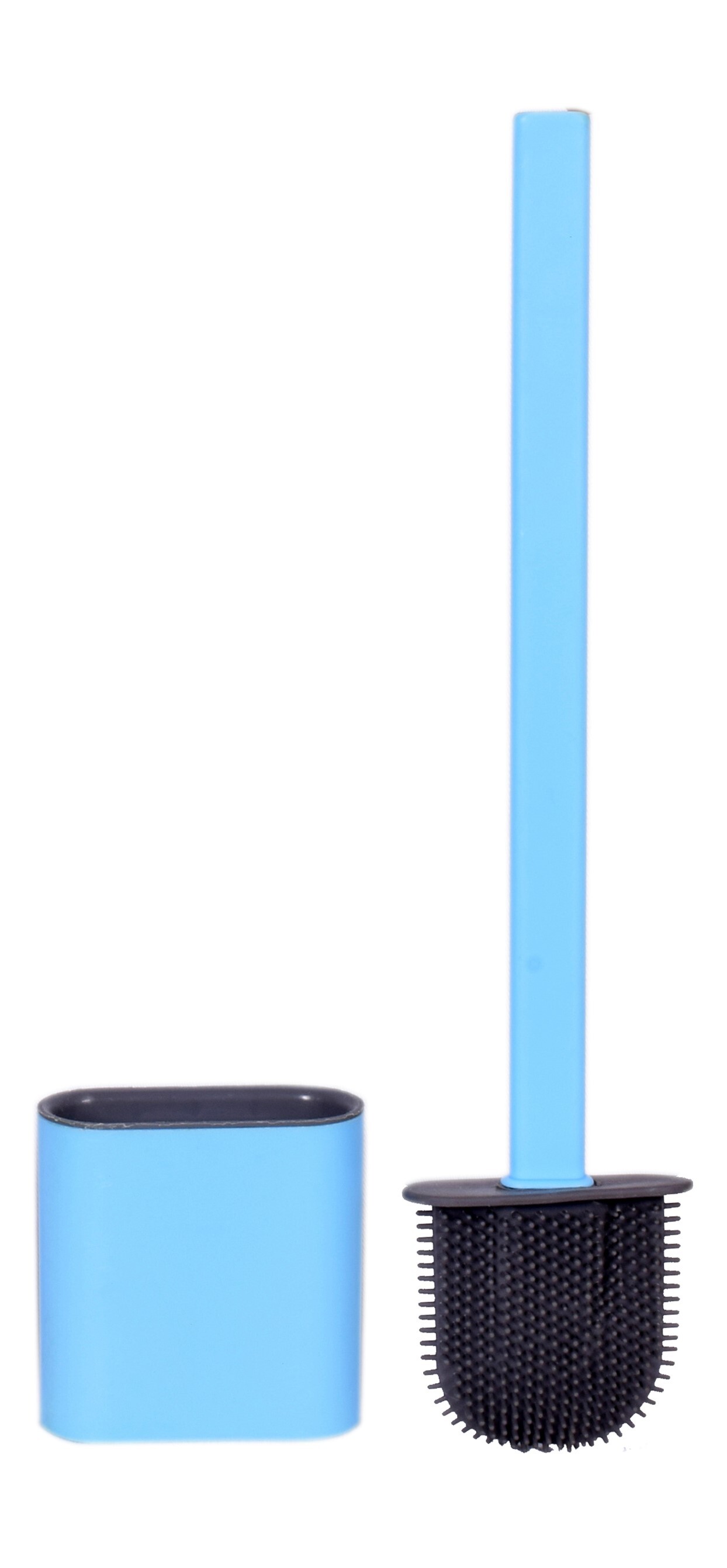 Fastclean Silicone Multicolor Brush - Silicone Material, Long Handle, Multicolor Selection, Ideal For Bathroom Cleaning , Includes Holder Bowl For Hygiene