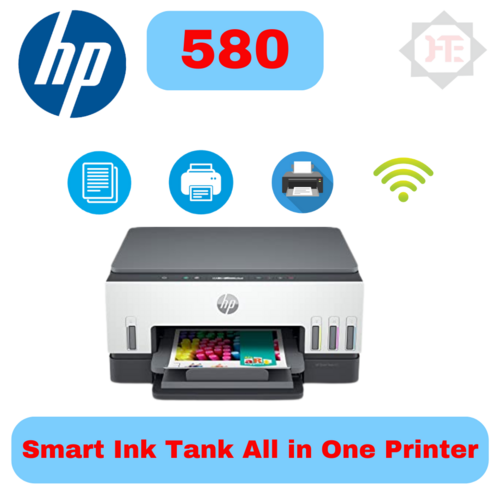 व्हाइट एचपी इंक टैंक स्मार्ट 580 ऑल इन वन प्रिंटर