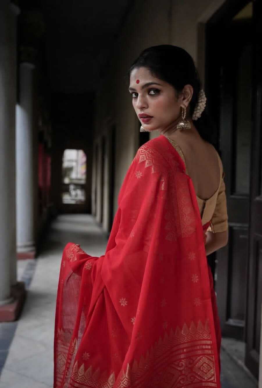 Cotton Silk Red Sare