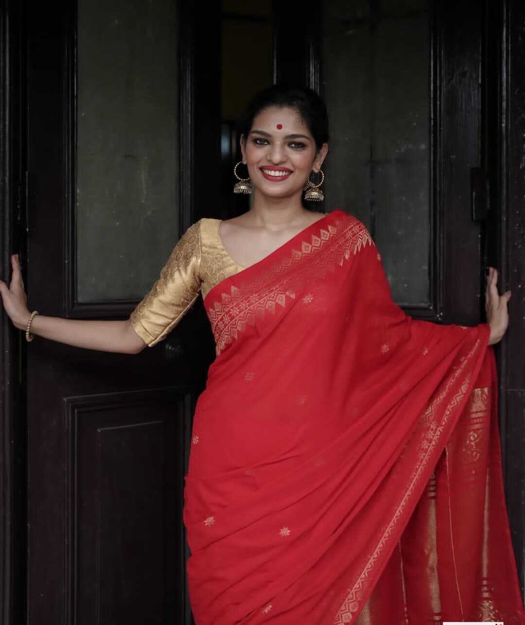 Cotton Silk Red Sare