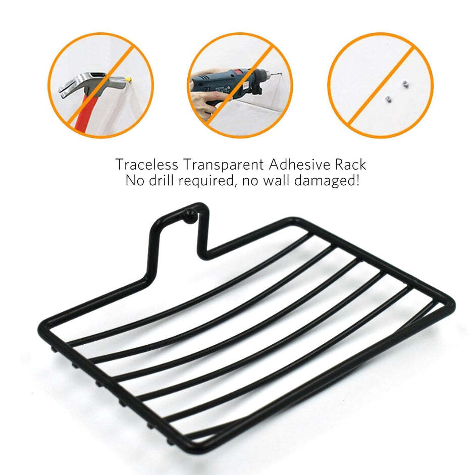 Wall Mount 2 Pc Soap Rack - Metal, Compact Size, Black | Handy Soap Holder For Household & Bathroom Use