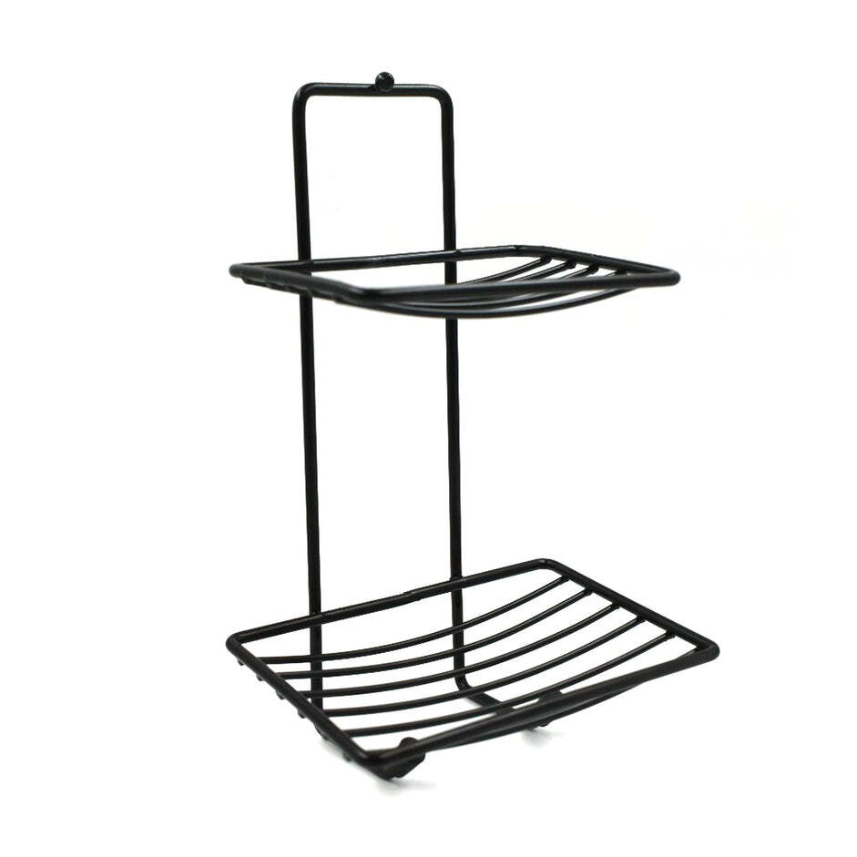 Soap Rack 2 Layer (1763a) - Metal, 2 Layer Design, Black Color | Versatile Soap Holder For Household And Bathroom Use