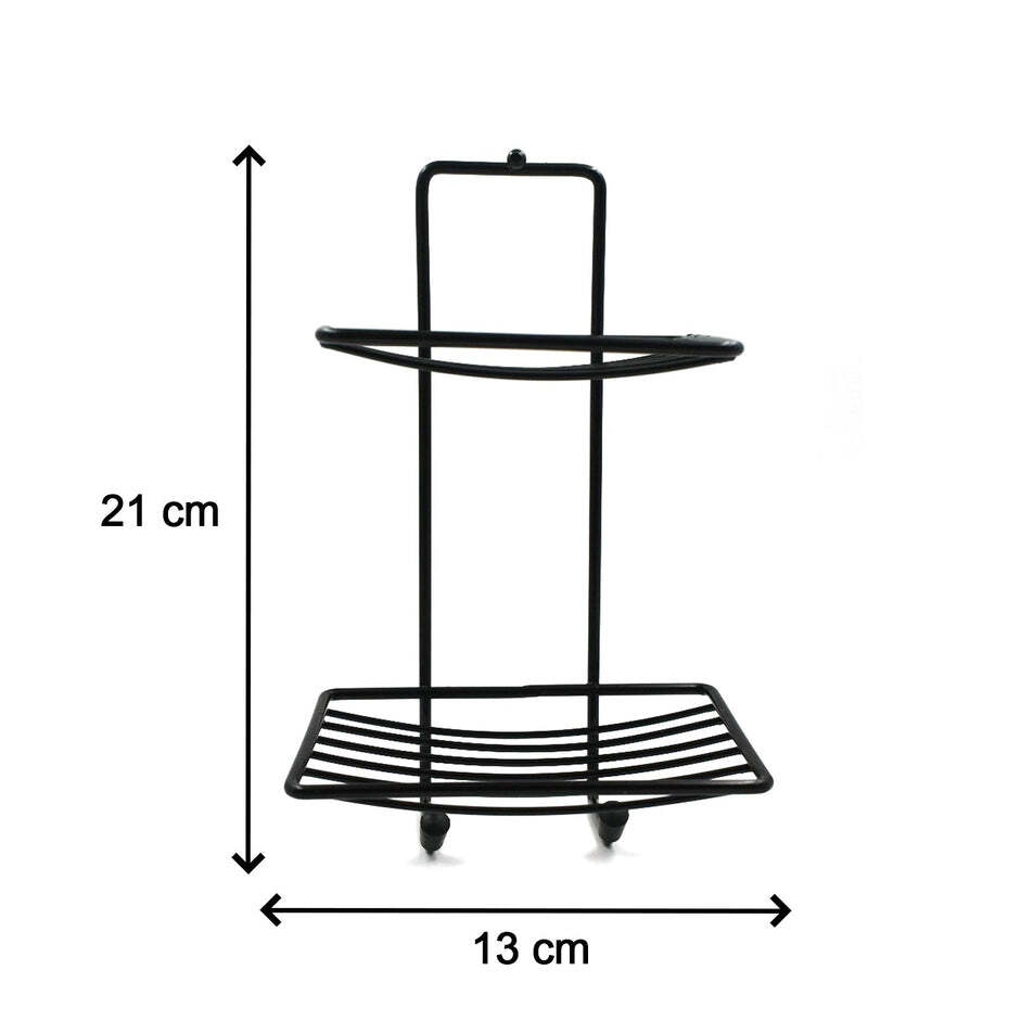 Soap Rack 2 Layer (1763a) - Metal, 2 Layer Design, Black Color | Versatile Soap Holder For Household And Bathroom Use