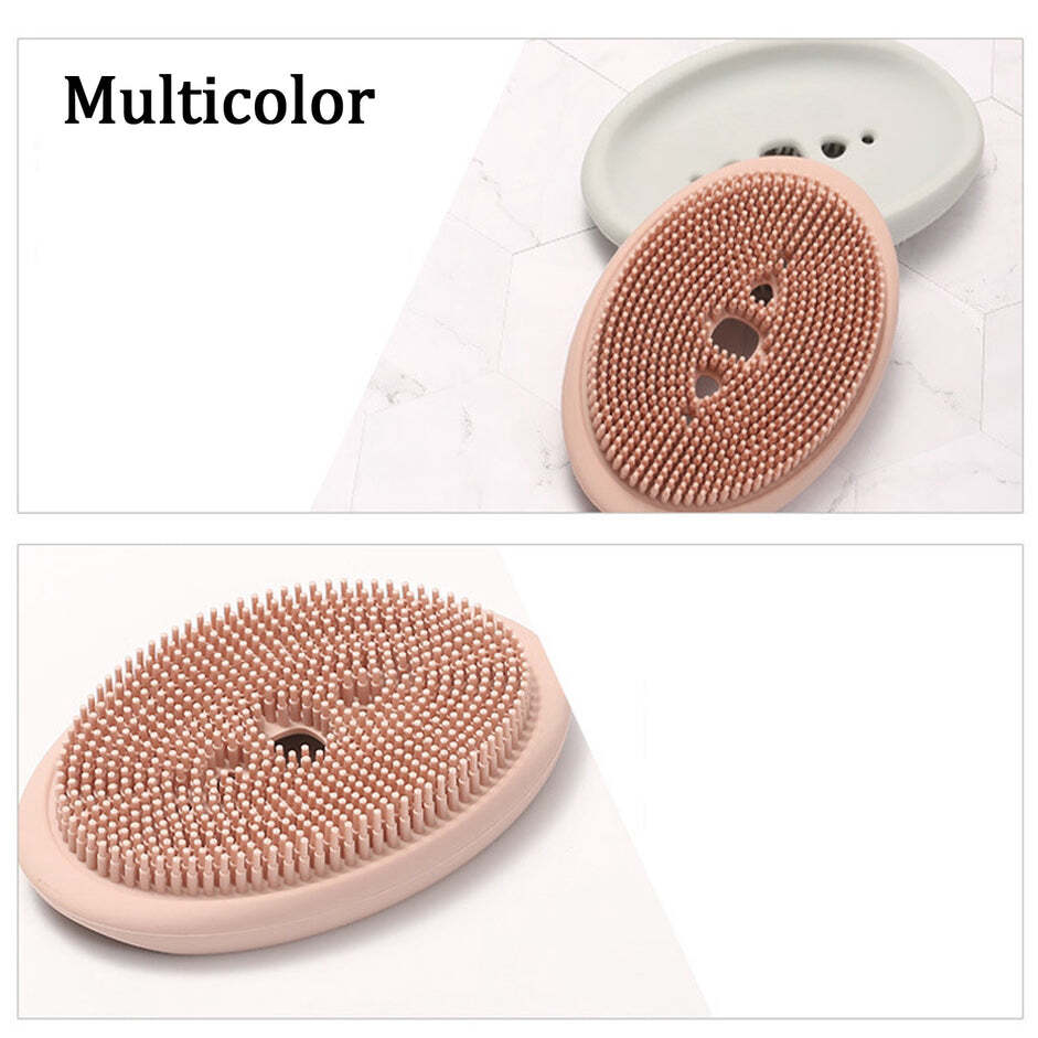 Silicone Cleaning Brush - 2 In 1 Soap Holder | Multi-color Plastic Bath Scrubber With Soap Case
