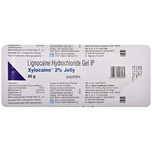 Lignocaine Hydrochloride Gel Ingredients: Lidocaine 2% W/v