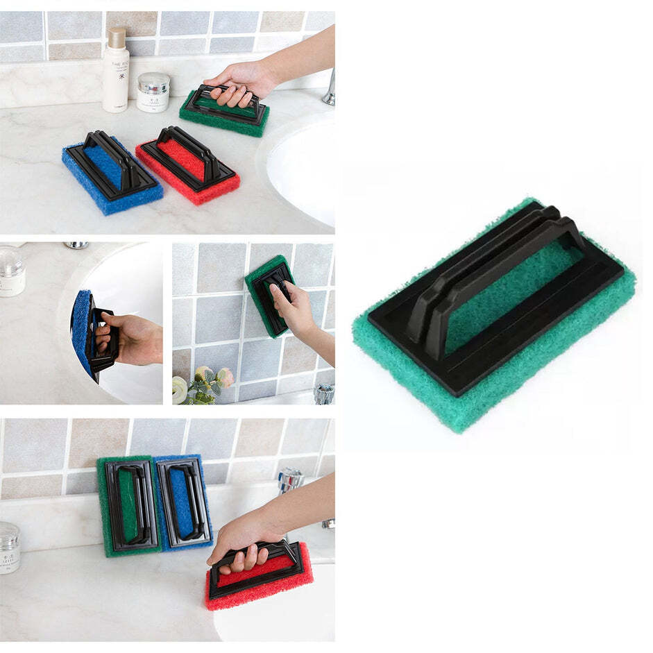 Multipurpose Scrubber Brush With Handle (0222) - Nylon Fibre With Plastic Handle, 15x9x8 Cm Size | Ideal For Sink, Bathroom, Pool, Floor Tile, And Boat Decks