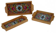 Gemstone White Wood Tray Set