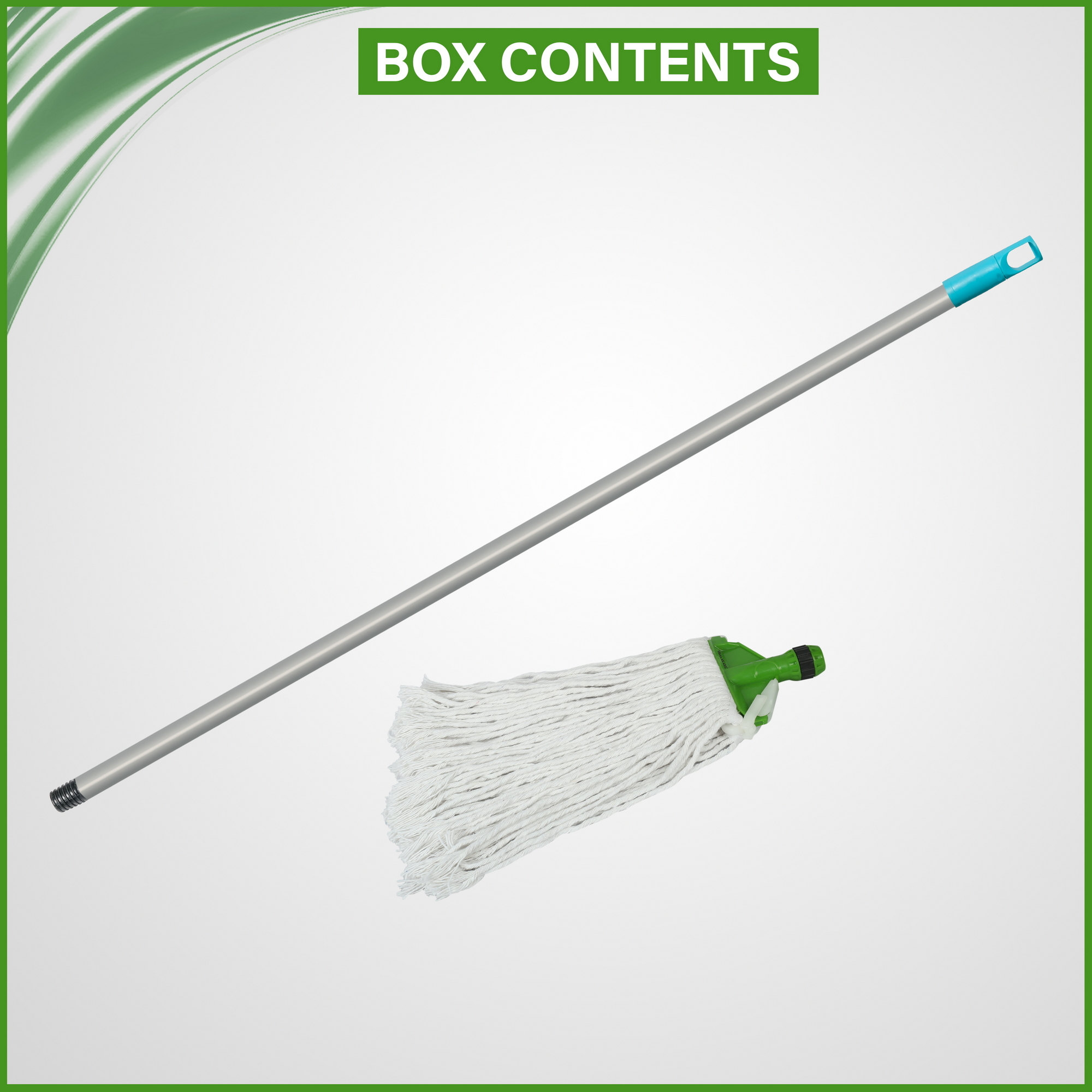 Fastclean Shine Green Cnf 300 Mop - 100% Cotton Fiber, Strong Virgin Plastics, Green Shade | 5-year Shelf Life, Easy Change Refills, Ideal For Floor Cleaning