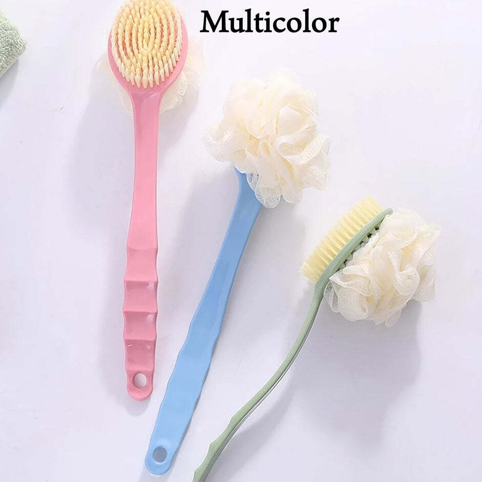 2in1 Long Handle Bath Brush - 6x6x34 Cm | Exfoliating Back Scrubber, Enhanced Circulation, Multi-color Design