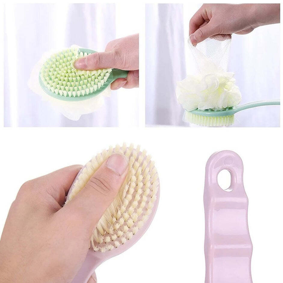 2in1 Long Handle Bath Brush - 6x6x34 Cm | Exfoliating Back Scrubber, Enhanced Circulation, Multi-color Design