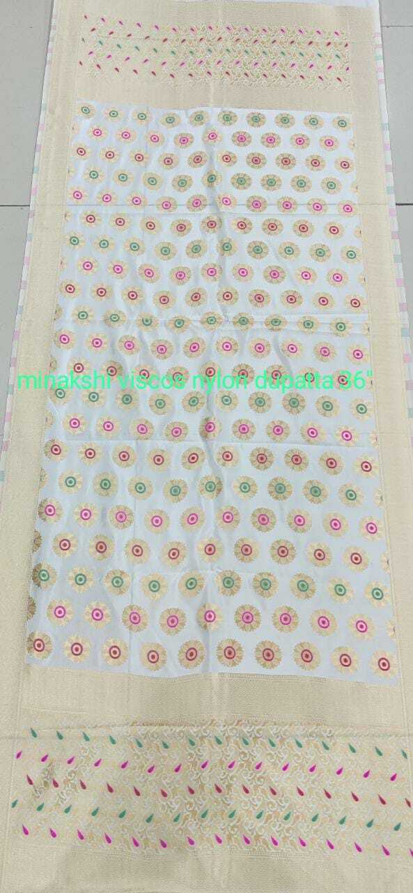 Minakshi Viscose Nylon Dupatta Fabric - Nylon Fabric, 2.25 Meters Length, Multicolor, Plain Texture, Machine Washable , Ideal For Party Wear