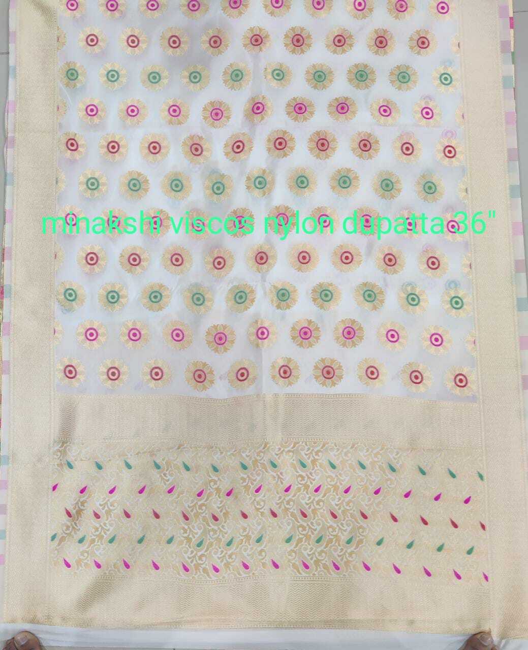 Minakshi Viscose Nylon Dupatta Fabric - Nylon Fabric, 2.25 Meters Length, Multicolor, Plain Texture, Machine Washable , Ideal For Party Wear