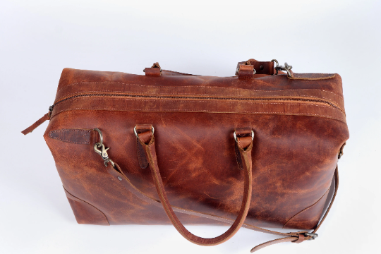 Handmade Buffalo Leather Duffle Bag - Elegant, Durable | Versatile Travel Companion, Spacious Design