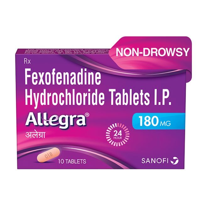 Fexofenadine Hydrochloride Tablets - 180mg, 10 Tablets | Anti-allergy Treatment For Sneezing, Runny Nose, And Skin Allergies