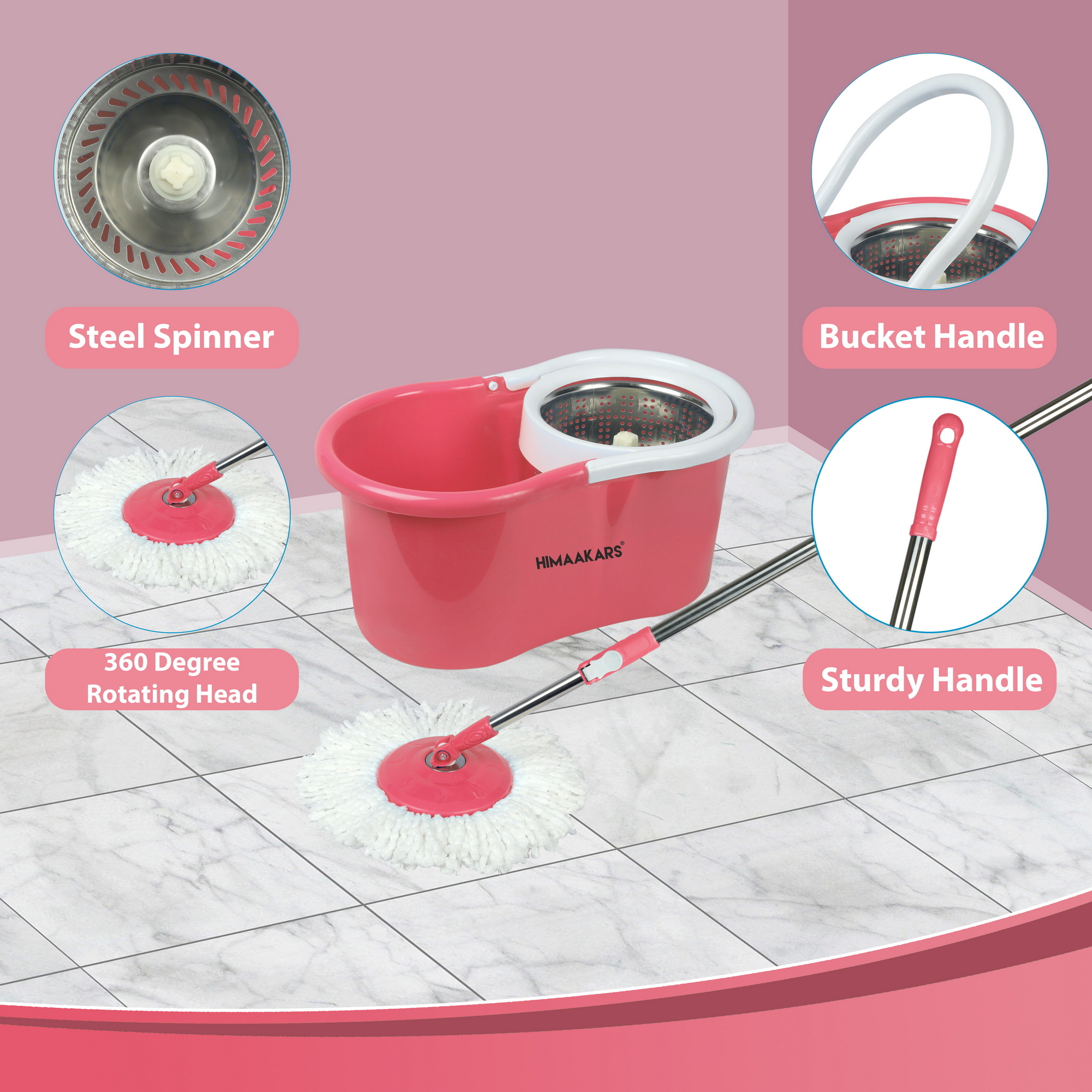 Blue 360 Degree Spin Mop Steel