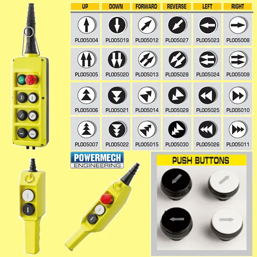Push Buttons - 22 Mm Diameter, White/black/green/red | Up/down, Left/right, Forward/reverse Controls For Various Pendant Control Stations