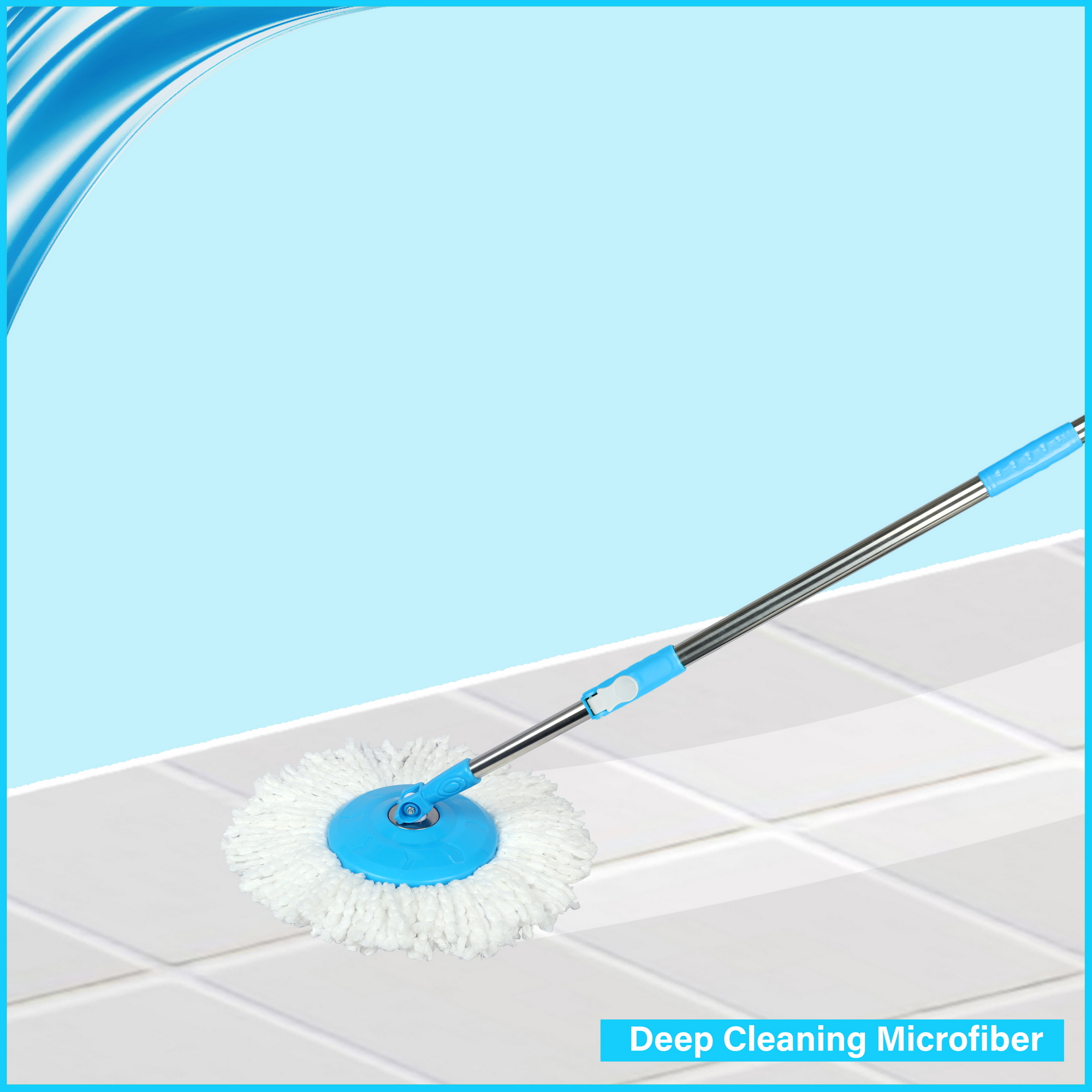 Fastclean Mop Handle And Dish And Refill Economic - Plastics & Cotton, Blue/green/pink/sky Blue | 2-part Bucket Handle Set, Microfiber Technology, 3x Better Cleaning