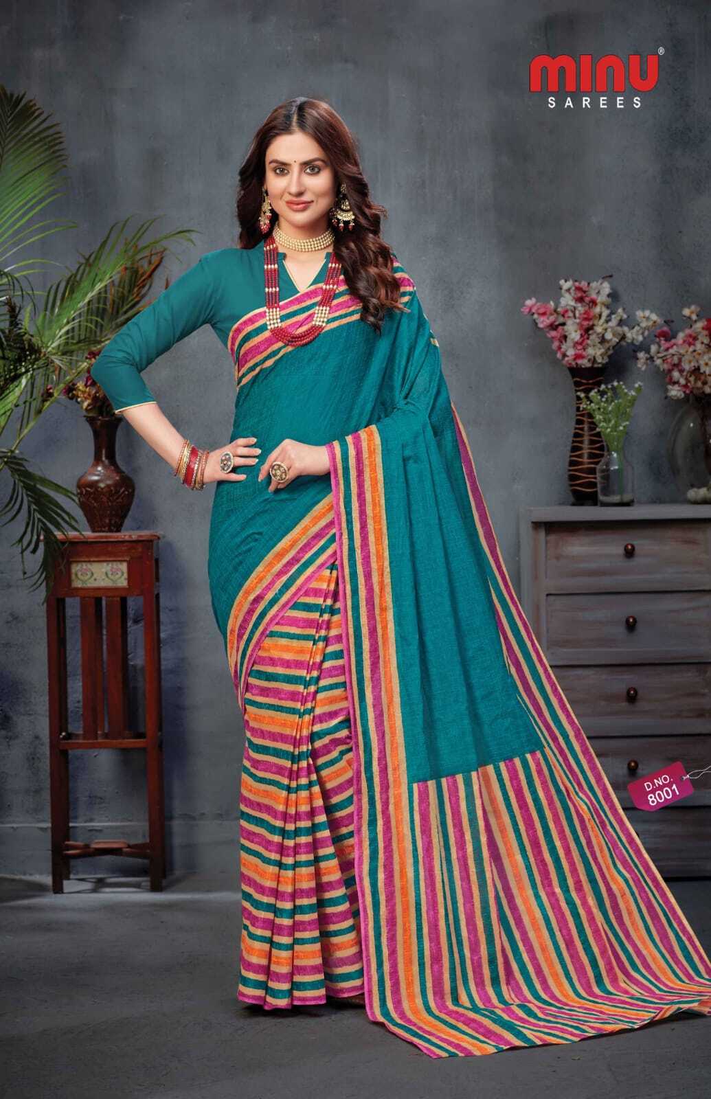 Urvashi New Cotton Saree - Cotton, Set Of 10 Pcs, Mix Colors, Printed Design, Ideal For Party Wear, Suitable For Rainy, Summer, Winter Seasons, Bollywood Style