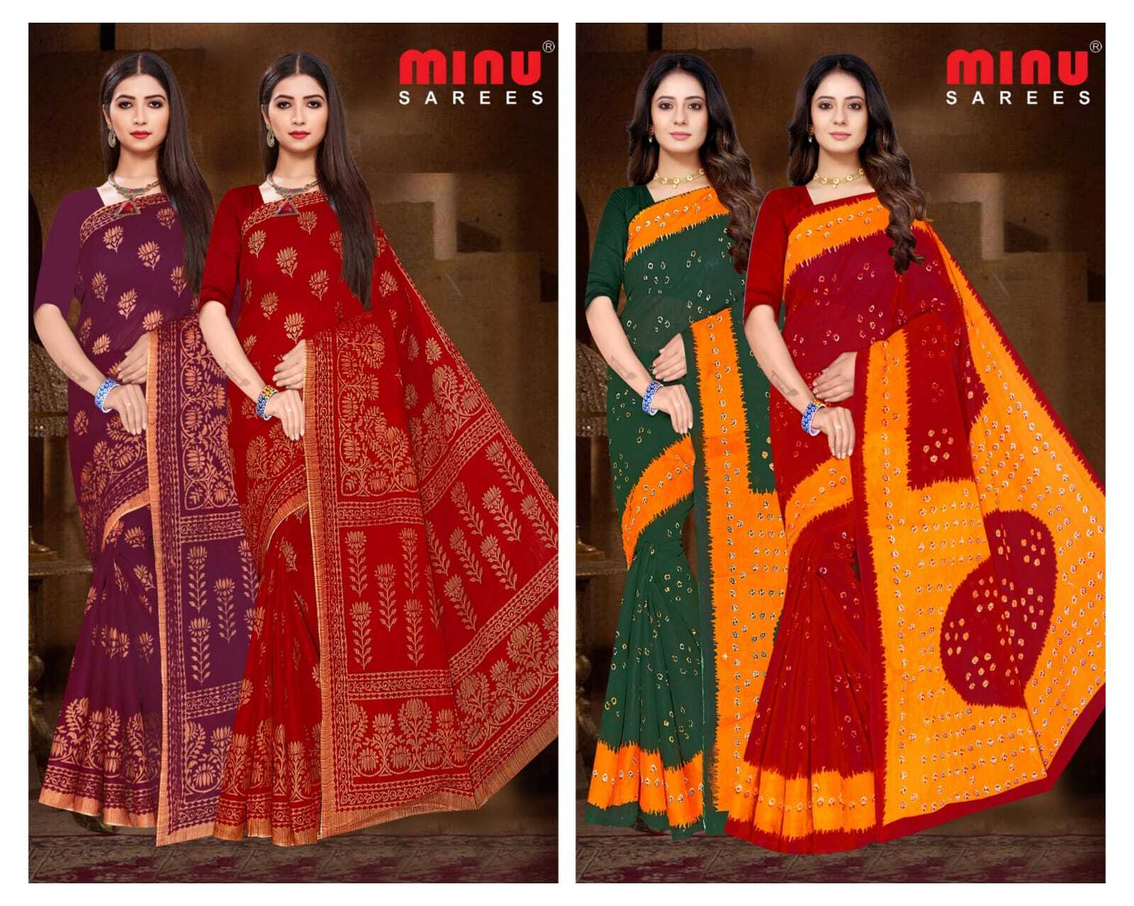 Ladies Saree - Cotton Printed Designer Saree Set Of 20 Pcs , Colorful Mix Patterns For Daily Wear Across All Seasons, Bengali Style