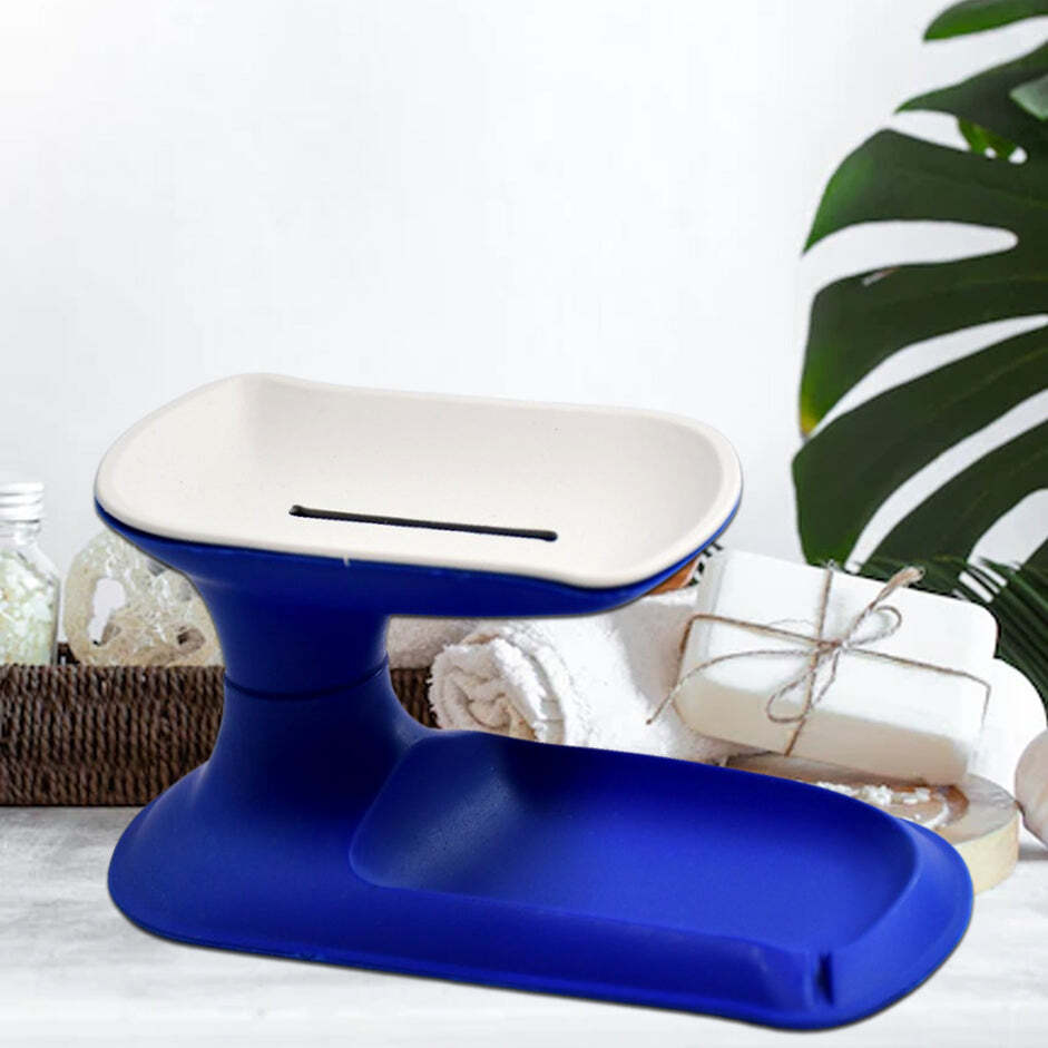 Plastic Soap Dish Holder - 10x10x21 Cm, Multi-color | Durable Plastic, Strong Adhesive, Slanting Design For Fast Water Drainage