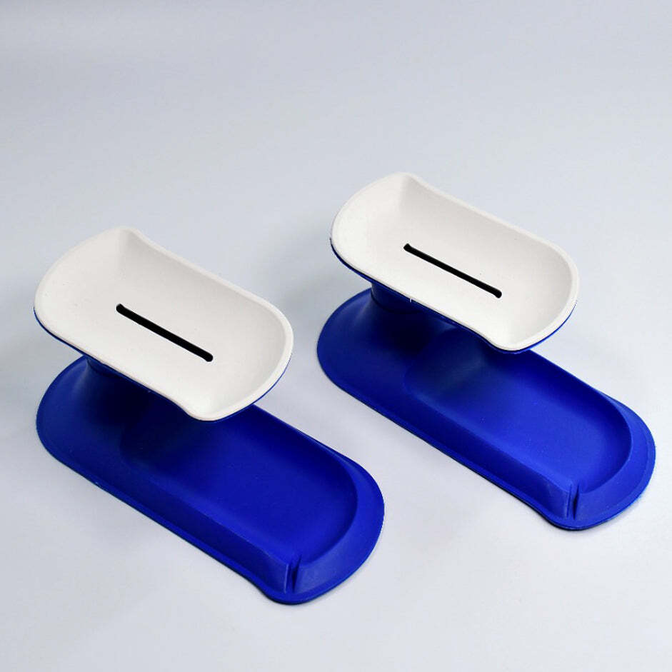 Plastic Soap Dish Holder - 10x10x21 Cm, Multi-color | Durable Plastic, Strong Adhesive, Slanting Design For Fast Water Drainage