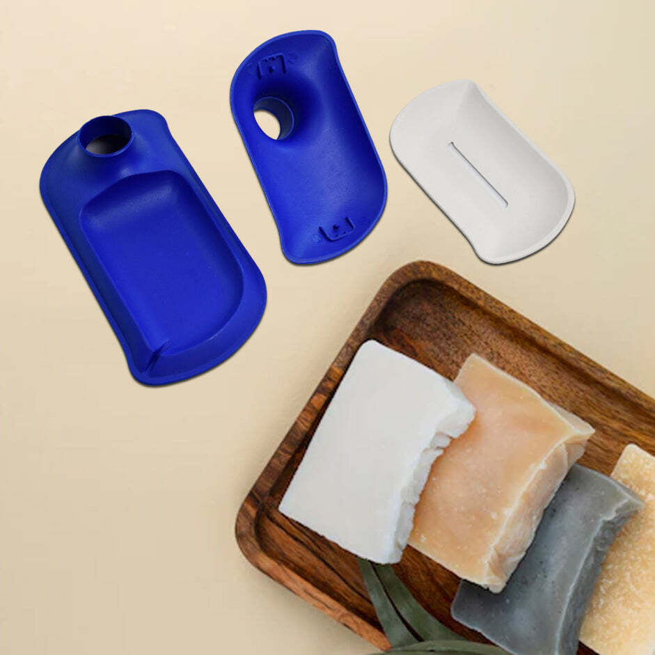 Plastic Soap Dish Holder - 10x10x21 Cm, Multi-color | Durable Plastic, Strong Adhesive, Slanting Design For Fast Water Drainage