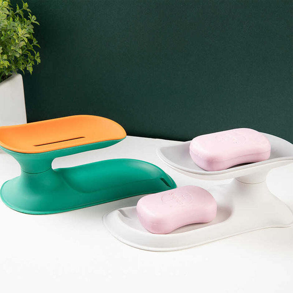 4860c Plastic Double Layer Soap Dish Holder Pack Of 2 - Durable Plastic, 10x10x22 Cm, Multi-color | Slant Design For Fast Soap Drying, Strong Adhesive, No Drilling Required