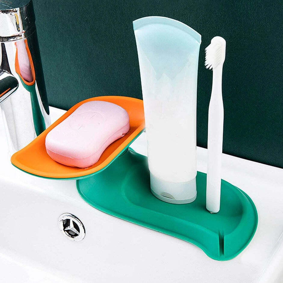 4860c Plastic Double Layer Soap Dish Holder Pack Of 2 - Durable Plastic, 10x10x22 Cm, Multi-color | Slant Design For Fast Soap Drying, Strong Adhesive, No Drilling Required