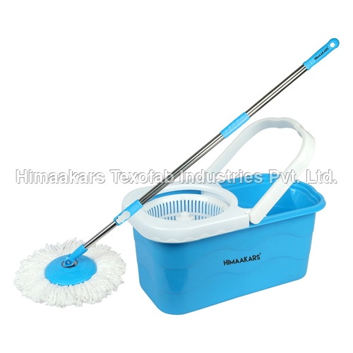 Fastclean Spinz Bucket Mop (Plastic) - Strong Virgin Plastics, 360-Degree Spin Head, Blue | Sturdy Bucket for Trouble-Free Use, Soaks Big Spills