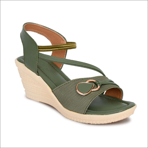 Women Wedge High Heel Sandal - Leather Upper, Customized Size, Pvc Outsole, Pink Sole, Black Strap, Velcro Locking System | For All Seasons
