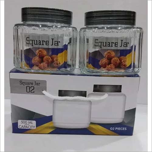 पारदर्शी 500 मिलीलीटर स्क्वायर ग्लास जार