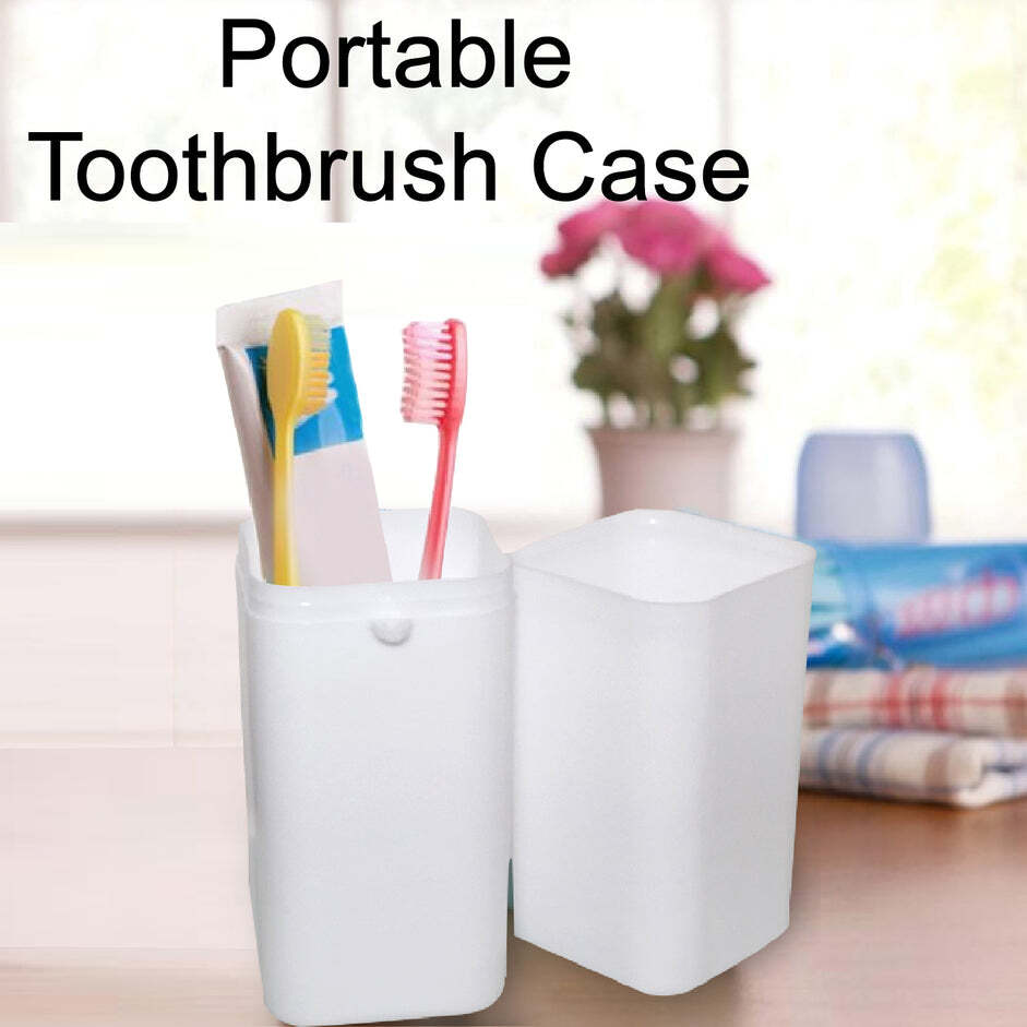 White Square Shape Capsule Travel Toothbrush Toothpaste Case Holder - Plastic, 6x6x20 Cm, White | Easy To Clean, Portable Toothbrush Storage, Hygienic Protection