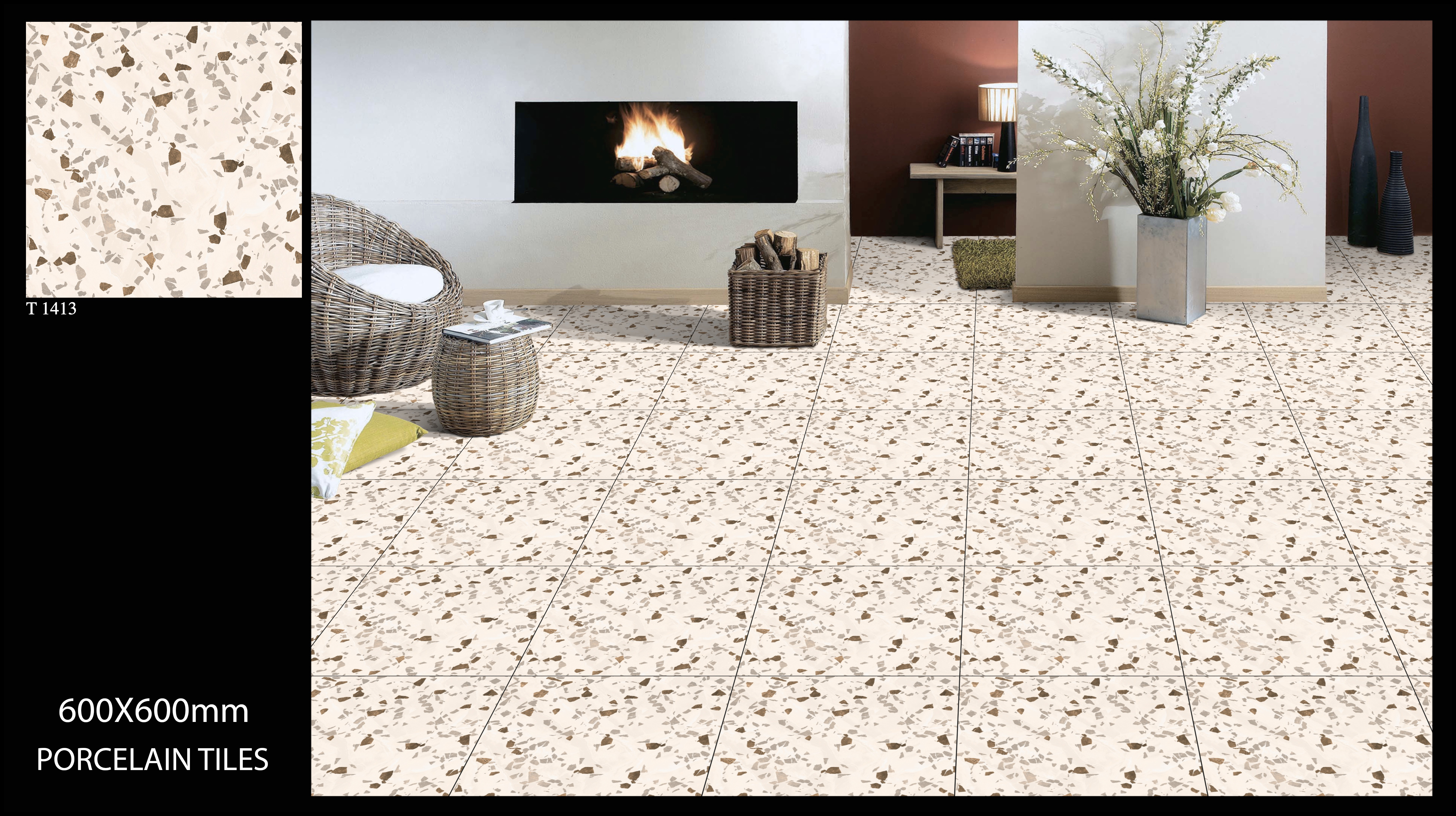 Mozaic Porcelain Tiles - 600x600mm, Matt Finish | Acid-resistant, Heat Insulation, Interior Decor Tiles