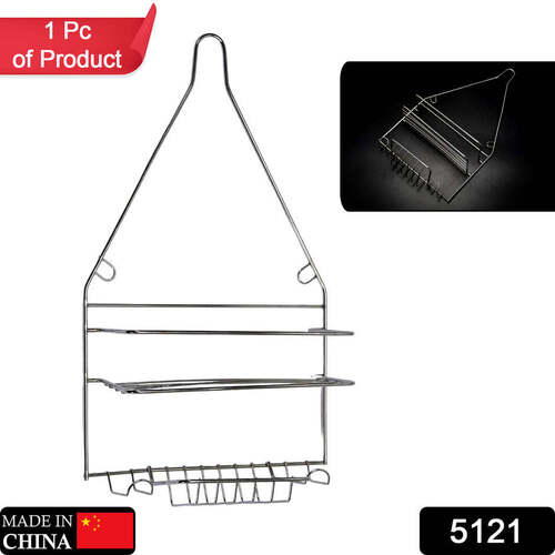 Multi Purpose Shelf Bath Room Shelves Hanging Caddy (5121) - Stainless Steel, 26x10x46 Cm | Silver Color, Multi-layer Chrome Plating, Anti-rust Coating, Versatile Storage Solution